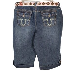 Duck Head Woman Dark Wash Capri Denim Jeans With Argyle Belt Size 22W New